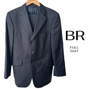 BANANA REPUBLIC Modern Fit Full Suit | Black Pinstripe | 40S Medium